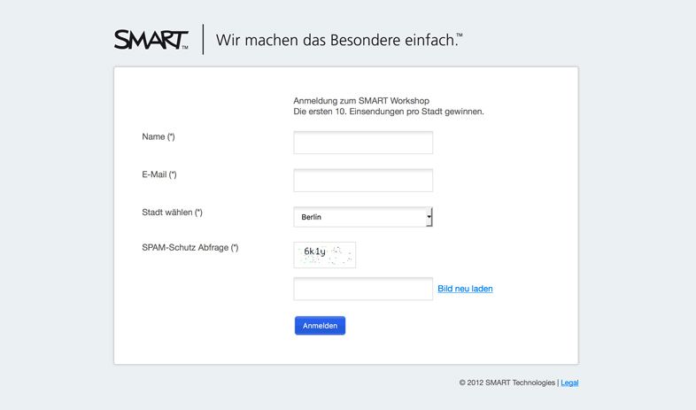 SMART Technologies Workshop Formular Anmeldung